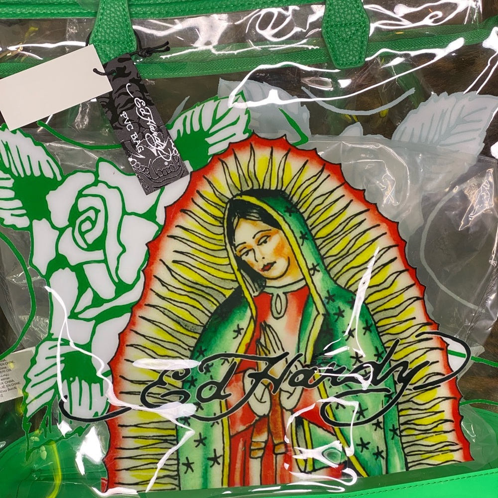 Ed Hardy Large Vegan Tote Green Mary NWT Retail $159